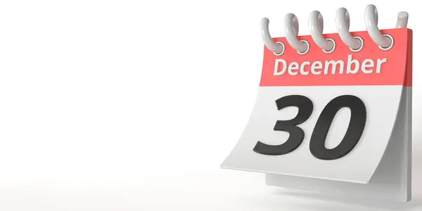 30 de diciembre fecha en un calendario de desgarro, la representación conceptual 3d — Foto de Stock