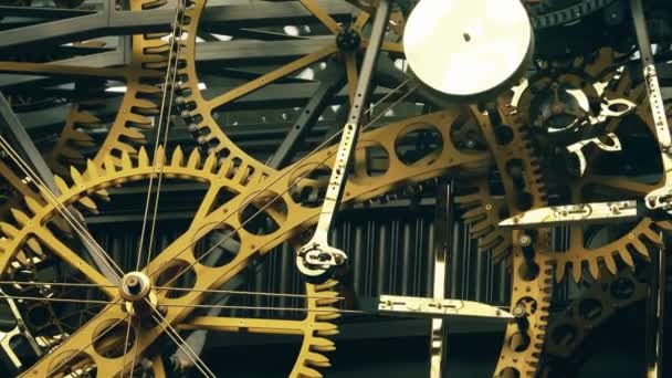 Великий Механізм Годинника Поворотними Колесами — стокове відео