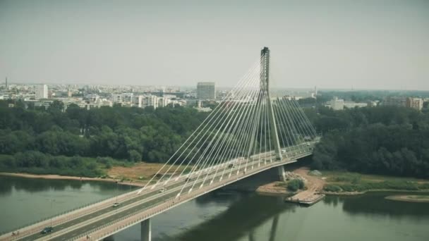Letecký Snímek Mostu Swietokrzyski Nebo Holy Cross — Stock video