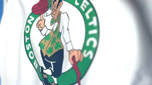 Bandiera Sventolante Con Logo Della Squadra Professionistica Dei Boston Celtics — Foto Stock