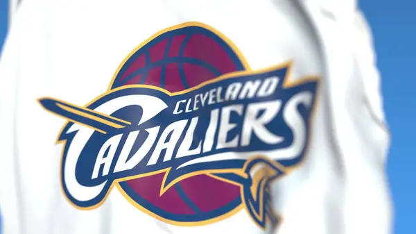 Bandiera Sventolante Con Logo Della Squadra Professionale Cleveland Cavaliers Editoriale — Foto Stock