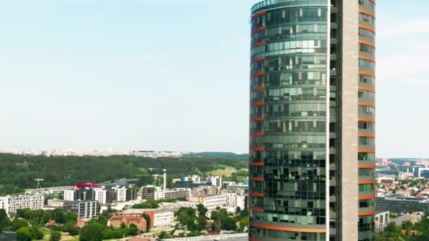 Letecký Pohled Moderní Detaily Mrakodrapu Vilniusu — Stock video