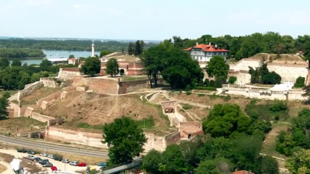 Luchtopname Van Het Beroemde Kalemegdan Fort — Stockvideo