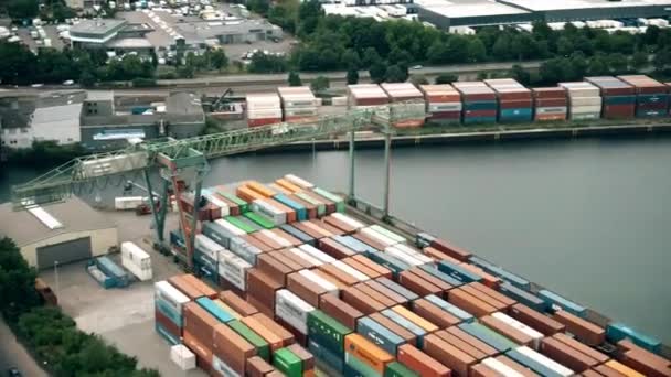多特蒙德 2022年7月9日 港口和集装箱码头的空中景观 — 图库视频影像