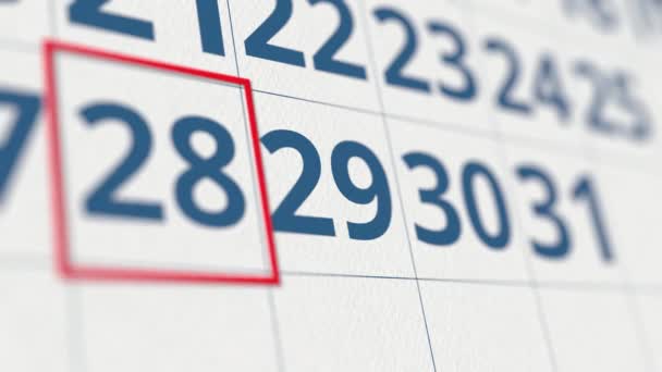 Kalender Met Gecontroleerde Dag Van Maand — Stockvideo