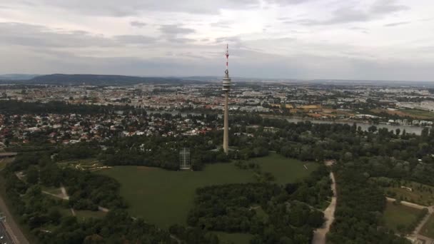 Vienna Austria July 2022 Aerial View Donauturm — Stock Video