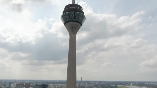 Dusseldorf Tyskland Juli 2022 Flygfoto Rhentornet — Stockvideo