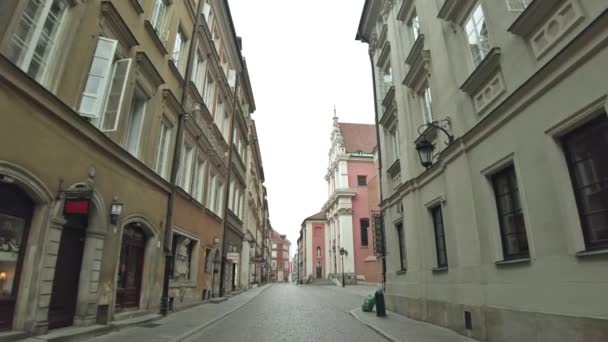 Varování Polsko Června2022 Staré Město Varšava Prázdná Ulice — Stock video