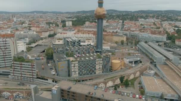 Viena Austria Julio 2022 Vista Aérea Planta Calefacción Urbana Spittelau — Vídeo de stock