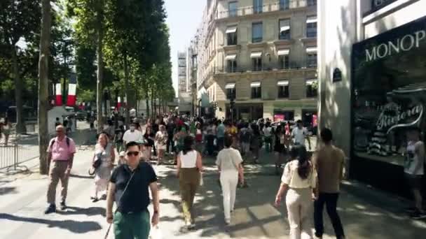 Parigi Francia Luglio 2022 Champs Elysees Strada Durante Vacanza Bastille — Video Stock