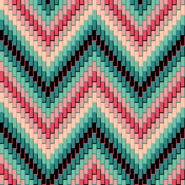Herringbone Pattern _ Pink-Green
