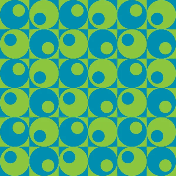 Cirkels in vierkanten patroon in blauw en groen — Stockvector