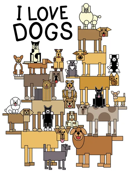 Me encantan los perros — Vector de stock