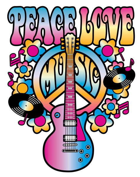 Peace-Love-Music in Pink and Blue