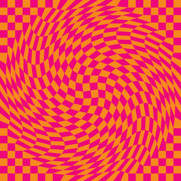 Checkerboard Warp en rose et orange — Image vectorielle