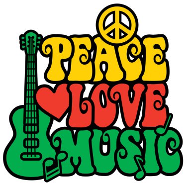 Reggae Peace-Love-Music clipart