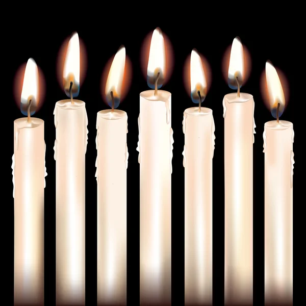 Siete velas blancas — Vector de stock