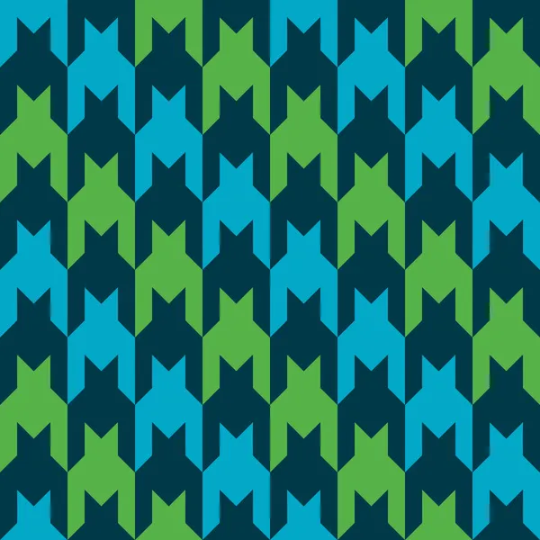 Diagonální Houndstooth v modré a zelené. — Stockový vektor