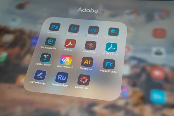 30 ตุลาคม 2021 - Calgary Alberta แคนาดา - แอป Adobe บน Apple Ipad pro — ภาพถ่ายสต็อก