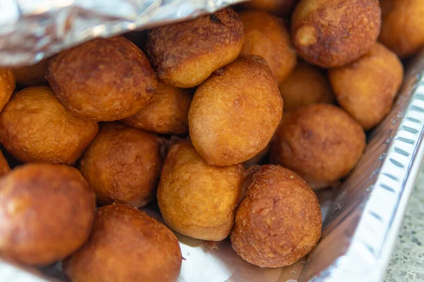 Pile of Nigerian Puff Puff served at party — Stock Photo, Image