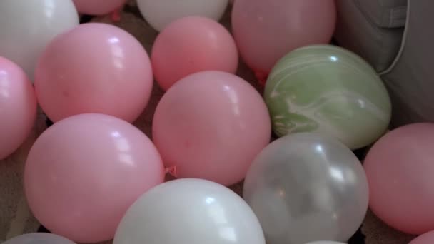 Set of Ballons used to decorate a party hall — Stock Video