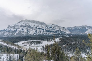 Banff Ulusal Parkı 'ndaki dağ manzaralı alberta