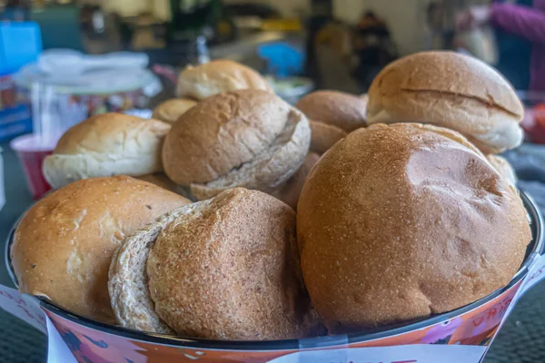 Assorted burger buns for weekend barbeque party — Photo
