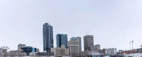 23 Απριλίου 2022 - Winnipeg, Manitoba Καναδάς - Downtown Winnipeg Skyline το σούρουπο — Φωτογραφία Αρχείου