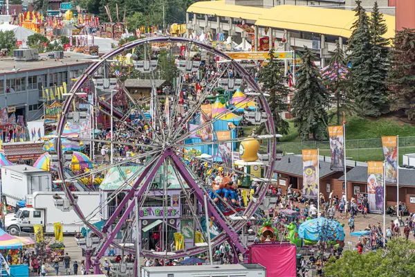 July 17 2019 - Calgary Alberta Canada - Calgary stampede grounds with crowds of people — Stock Photo, Image