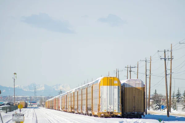 Vagones Ferrocarril Estación Tren Invierno — Foto de Stock