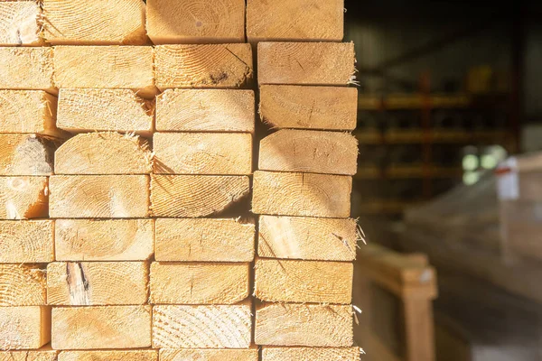 Wood Stacked Lumber Yard Factory — Stockfoto