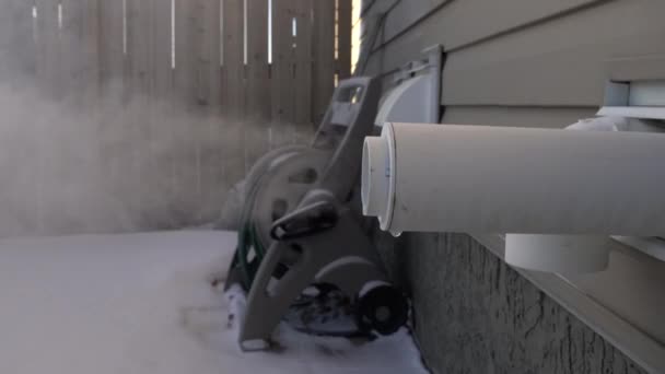 Furnace Exhaust Winter Blowing Steam — стоковое видео