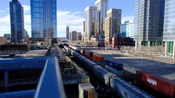 Train Leaving Calgary Evening — стокове відео