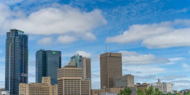 August 04 2022 , Winnipeg Manitoba Canada - Winnipeg Downtown Skyline