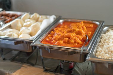 Nigerian food selection on a buffet