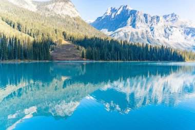 Orman ve dağlarla kaplı göl