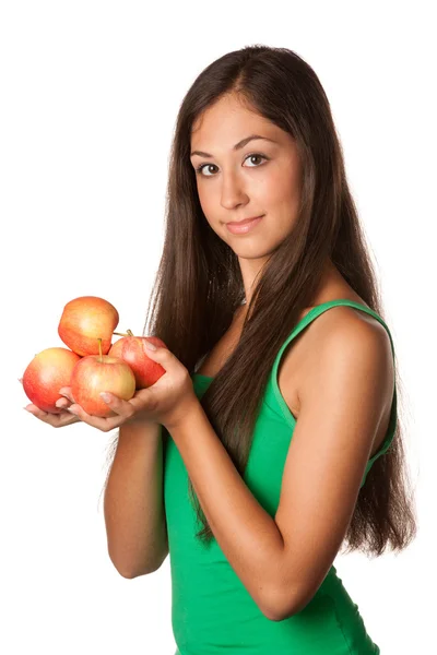 Chica con manzanas — Foto de Stock