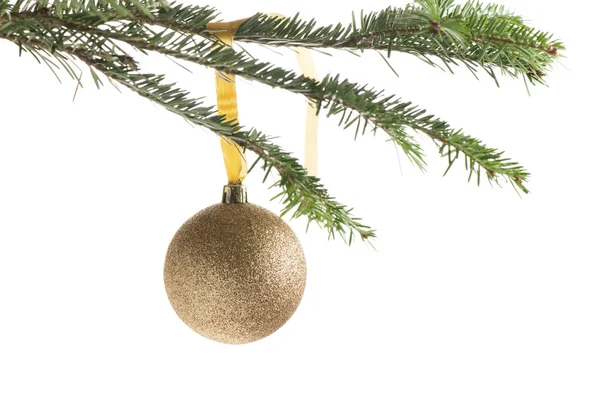 Ornamenti natalizi - Bauble d'oro isolato — Foto Stock