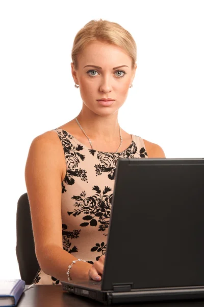 Beautiful young woman with laptop — Stock Photo, Image