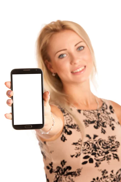 Beautiful young woman with snartphone — Stock Photo, Image