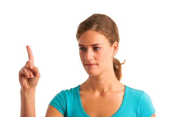 Woman gesturing naughty sign — Stock Photo, Image