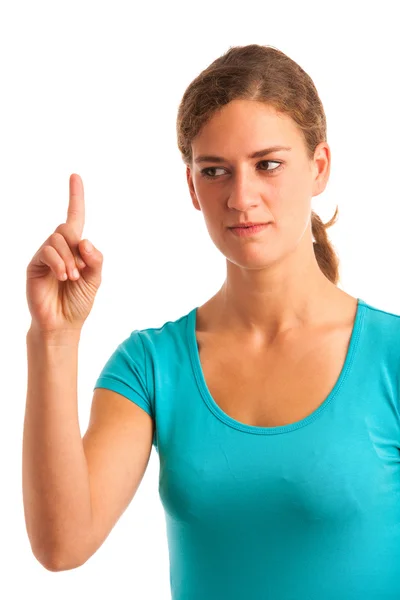 Woman gesturing naughty sign — Stock Photo, Image