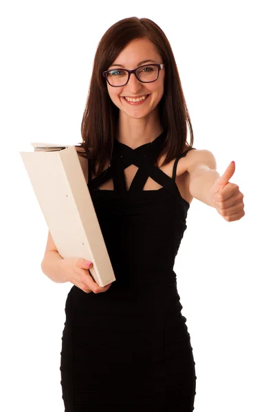 Young student with a folder in her hands — Stock Photo, Image