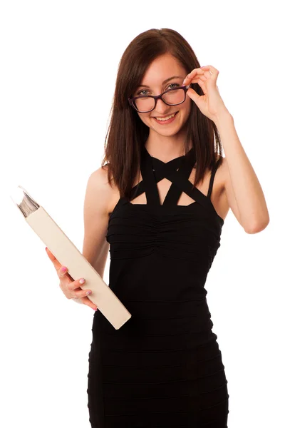 Young student with a folder in her hands — Stock Photo, Image