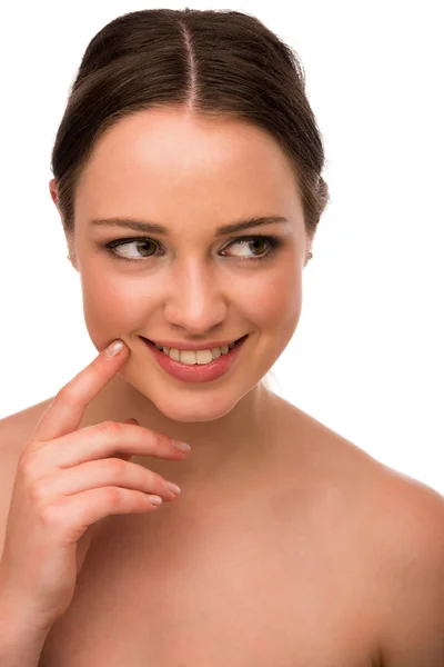 Retrato de belleza de una linda adolescente aislada sobre la espalda blanca — Foto de Stock