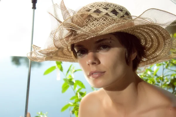 Young woman with hat — Stock Photo, Image