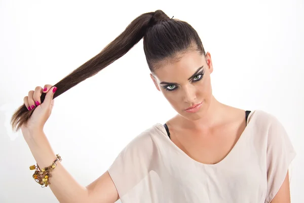 Mujer glamour con maquillaje de ojos de moda — Foto de Stock