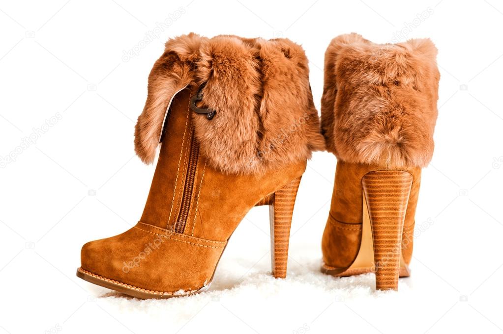 furry brown boots