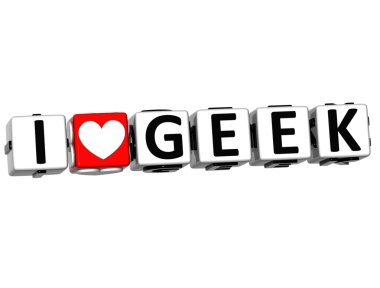 3d bayılıyorum blok metin geek düğmesini tıklayın.