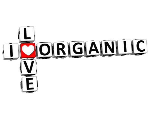 3D I Love Organic Crossword — Stock Photo, Image